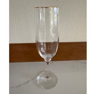 Vintage 1970s Gold Rim Striated Iridescent Champagne Flute Glass Replacement